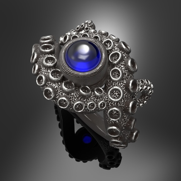 Octopus ring- Simple Sterling Silver Ring - Picture 2 of 10